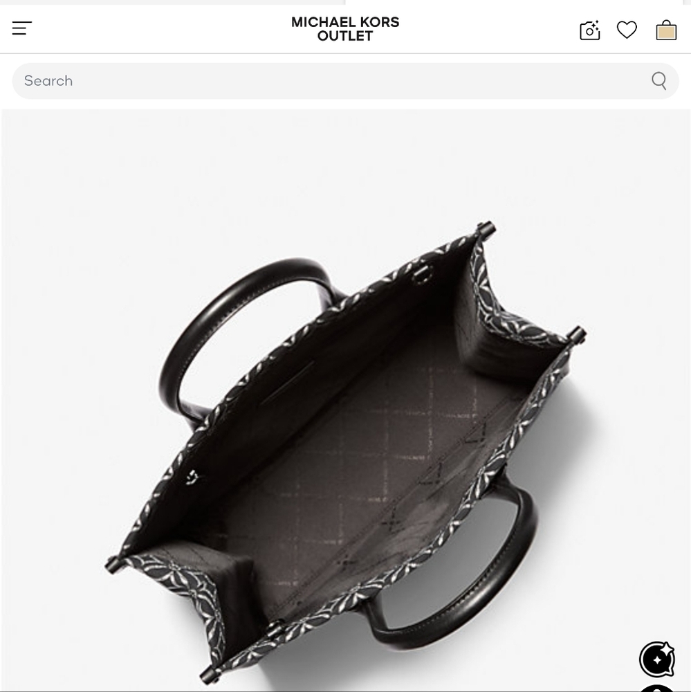 NWT Michael Kors Mirella Matllic Black Medium Logo Jacquard Tote Bag MSRP $588 - Picture 6 of 7